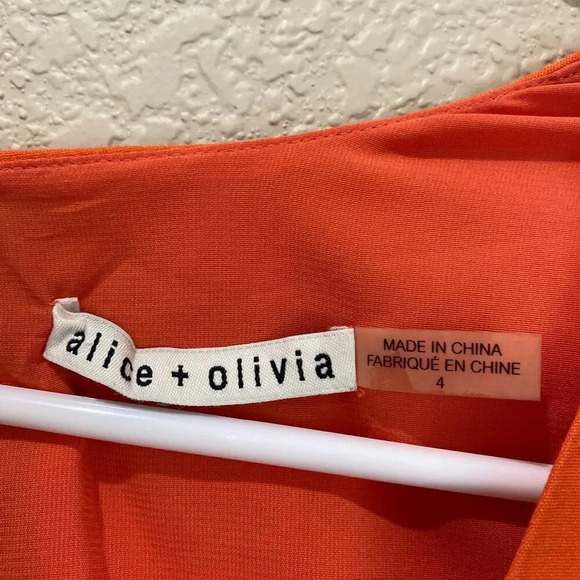 ALICE + OLIVIA V Neck Tent Dress Orange Sleeveless Size 4 Swing Colorful Basic - Picture 5 of 8